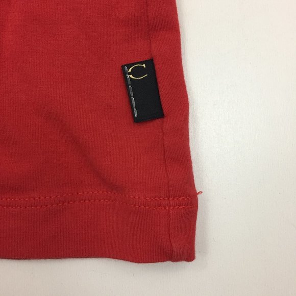 JUST ROBERTO CAVALLI Short Sleeve Red Gold Studded Multi Color Print Tee Shirt - Picture 7 of 9